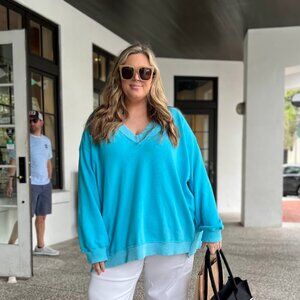 Aerie Oversized V-neck lightweight Sweatshirt